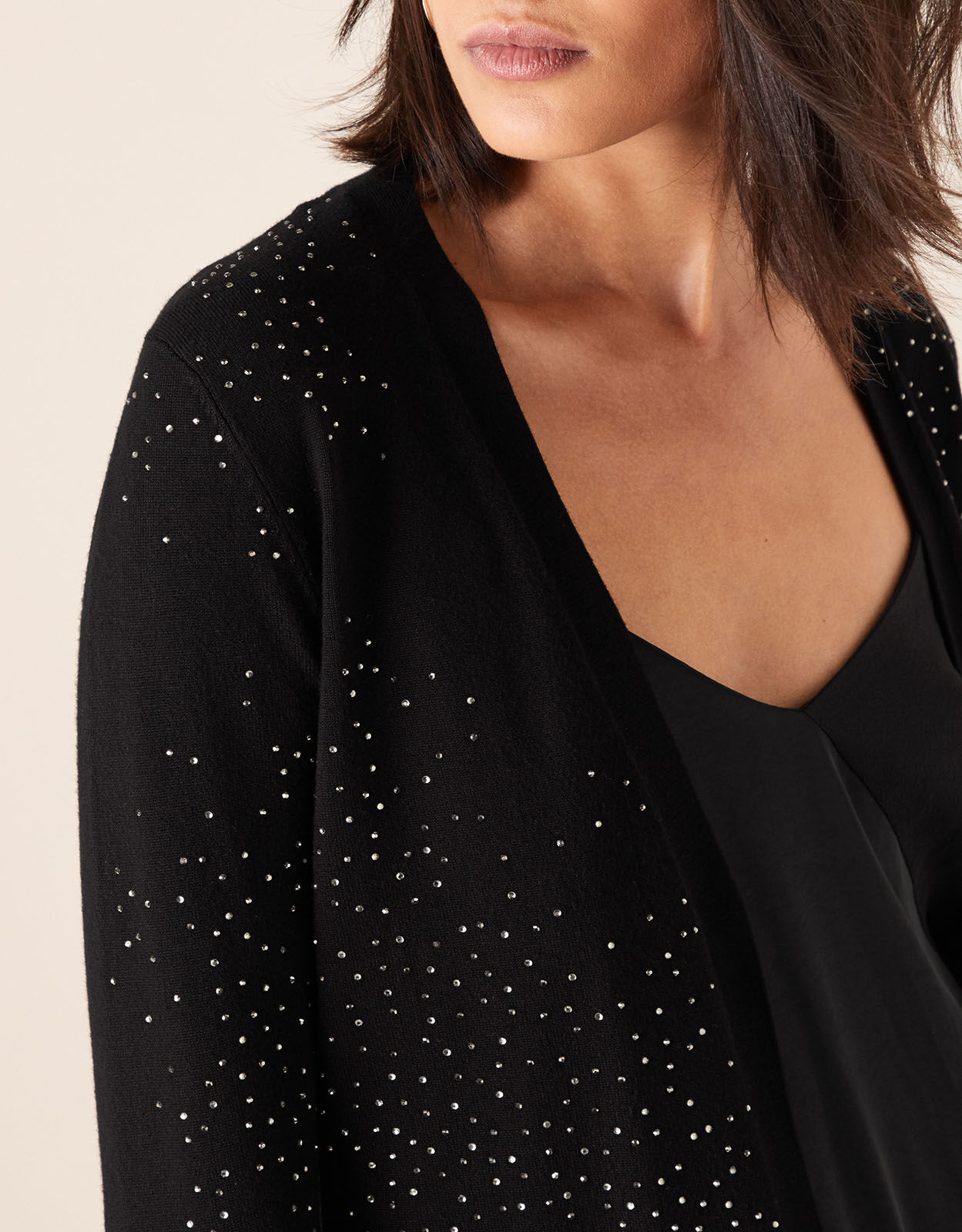 Hotfix Gem Cardigan with Sustainable Viscose Black Cardigans Monsoon Global